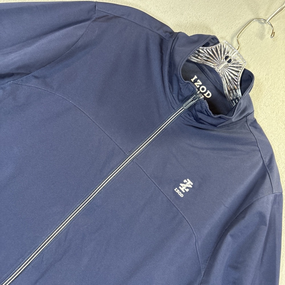 IZOD Windbreaker Jacket‎ Mens M Navy Golf Performance Long Sleeve Full Zip